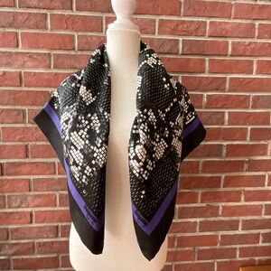 Sinequanone Paris Black White Geometric Print Silk Scarf Signed Hand-rolled NEW
